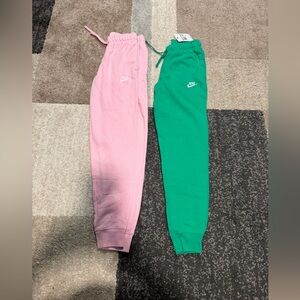 Nike women’s  Pink and Green Fleece Joggers Twin Set